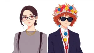 Side-by-side of minimalist and maximalist dressed anime fans.